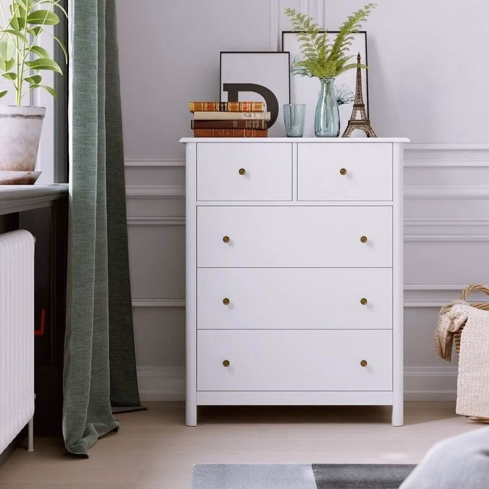 PAWNORA 5 Drawer Chest of Drawers in White – 2