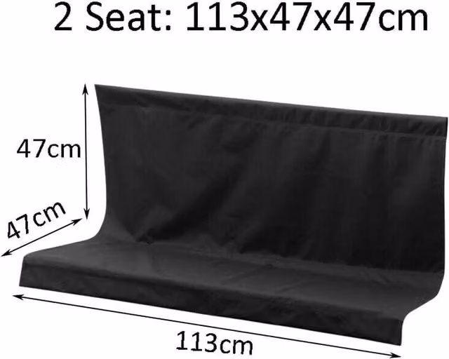 FLAVORA Replacement 2 Seater Garden Swing Bench Seat Cover, Black, W: 113 cm, D: 47 cm, H: 47 cm – 1