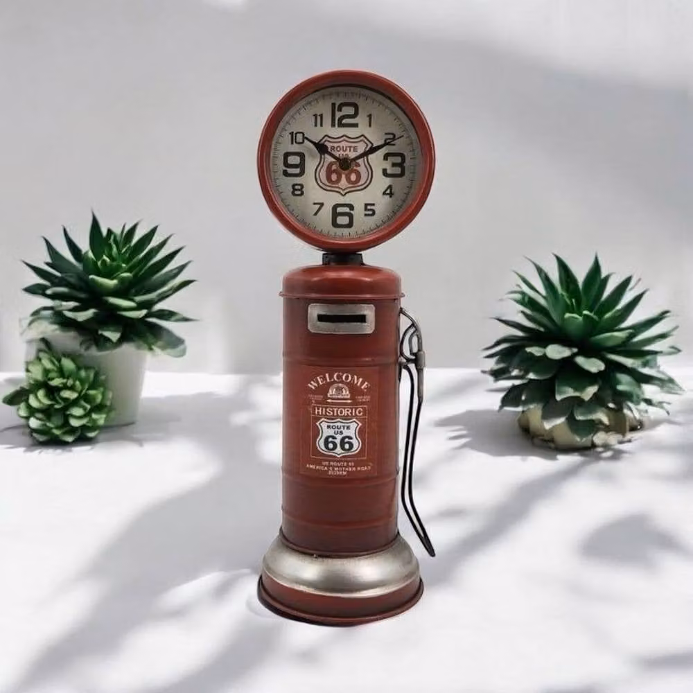 Minster Retro Analog Table Clock in Red, W: 13 cm, D: 13 cm, H: 13 cm – 2