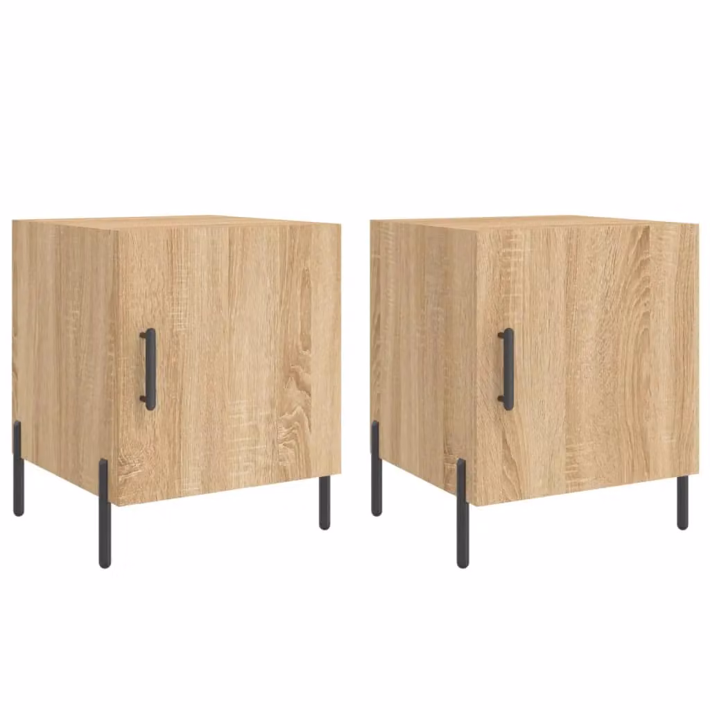 Berkfield Home Set of 2 Sonoma Oak Bedside Cabinets in Brown, W/D/H: 40 x 40 x 50 cm