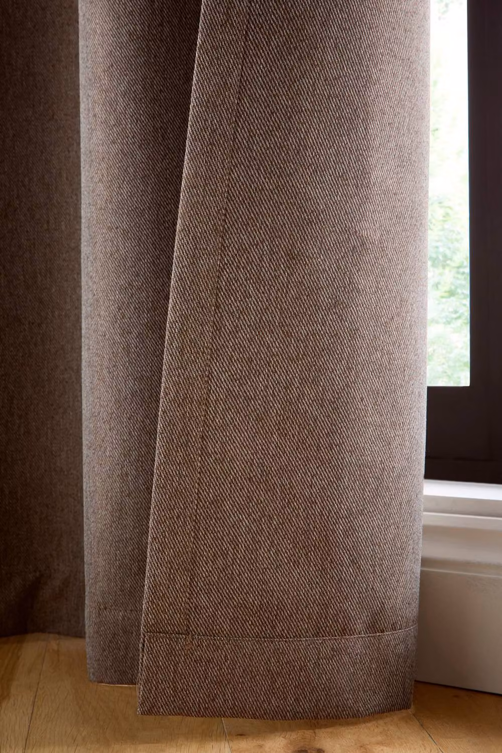 Curtina Plain Twill Woven Texture Blackout Eyelet Curtains in Chocolate, W: 168 cm, Drop: 229 cm – 3