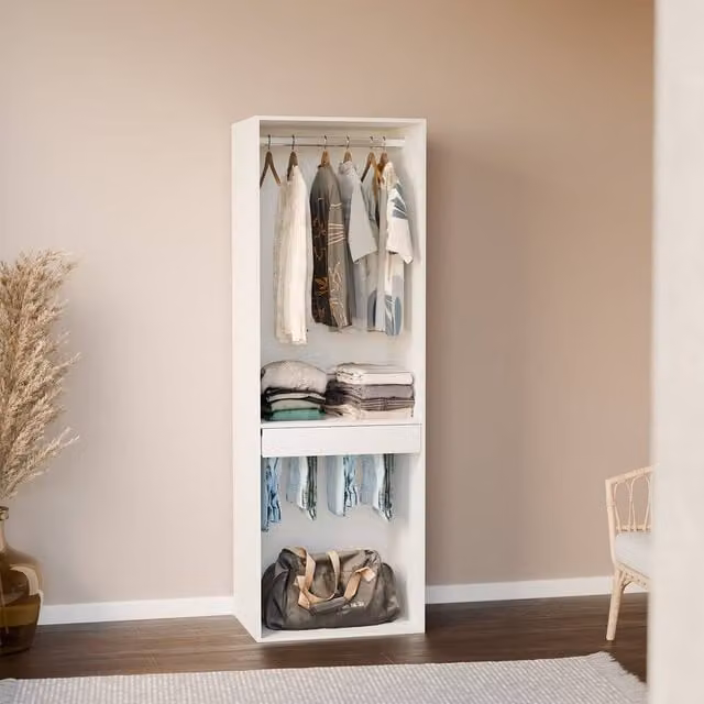 sweeek Modular Open Wardrobe Rail Unit in White, H 180 x W 60 x D 45 cm – 1