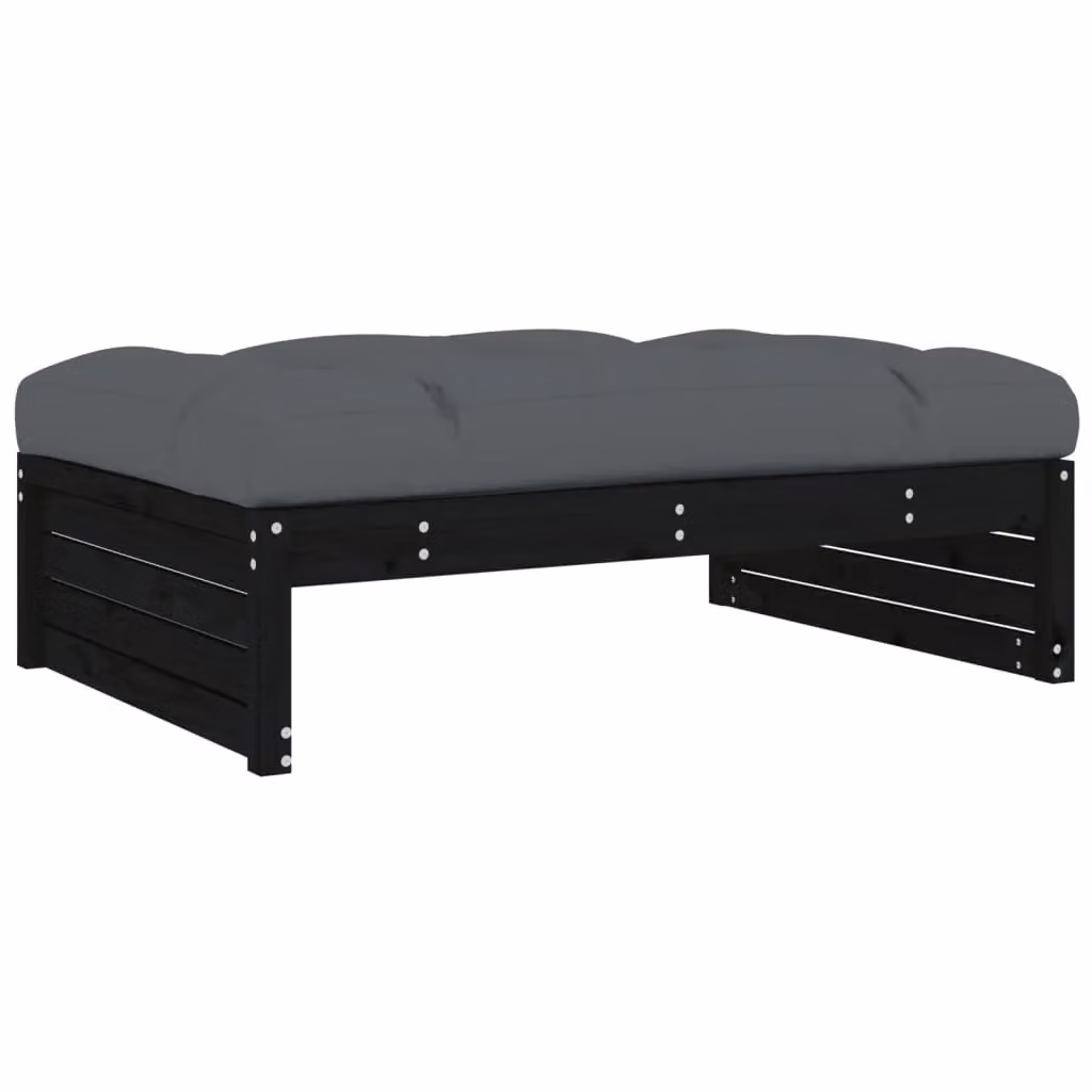 Berkfield Home Rustic Garden Footstool in Black Solid Pine, W: 120 cm, D: 80 cm – 2