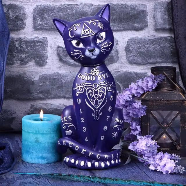 Nemesis Now Mystic Kitty Tabletop Figurine in Purple and Silver, Height: 26 cm