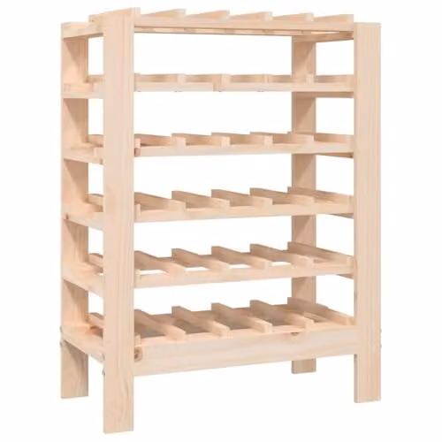 vidaXL Wine Rack in Brown Solid Pine Wood, W/D/H: 61.5 x 30 x 82 cm – 1