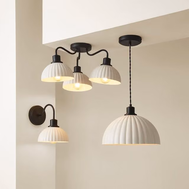 ValueLights Bourton Vintage Dome Pendant Ceiling Light with Bulb in Black and Gold/Brass