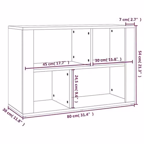 vidaXL Modern Sideboard in Brown Sonoma Oak, W/D/H: 80 x 30 x 54 cm – 3