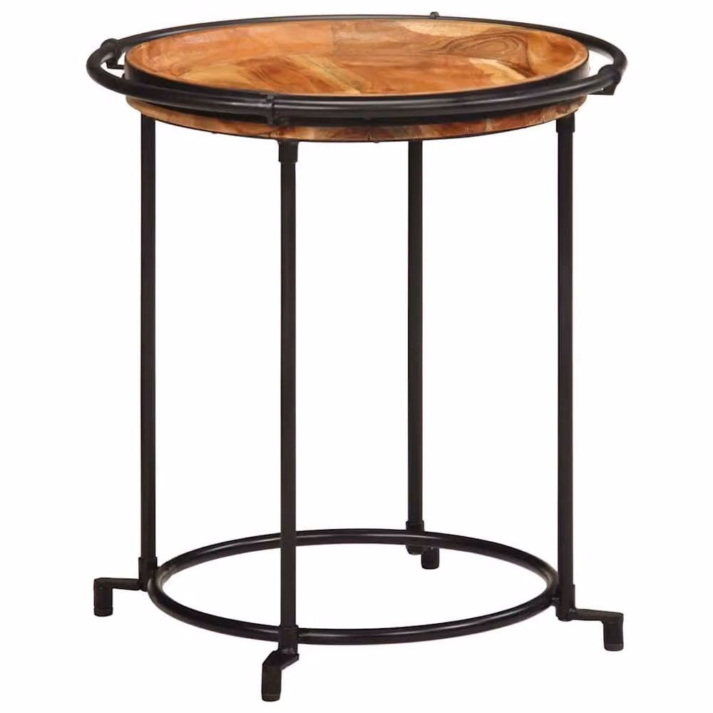 Berkfield Home 2 Piece Nesting Side Table Set in Brown Solid Acacia Wood – 3