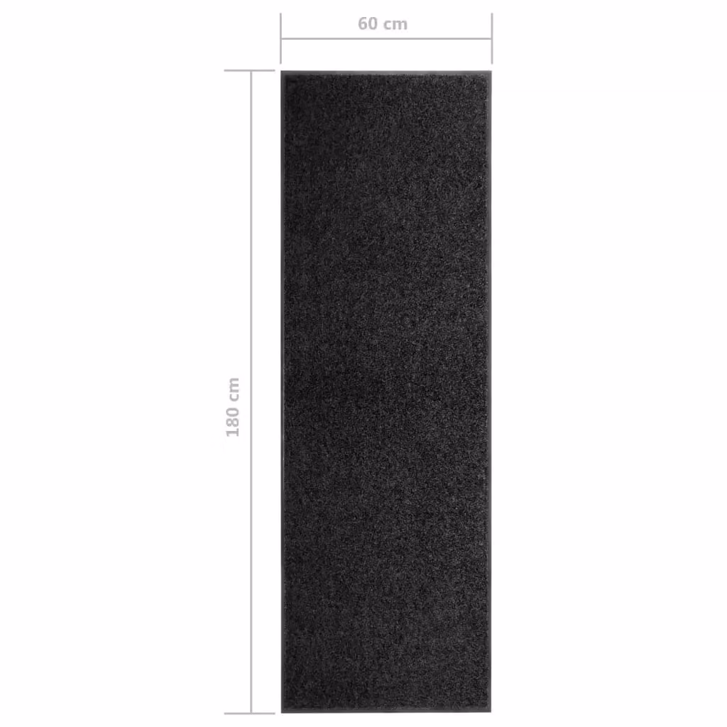 Berkfield Home Washable Non-Slip Black Doormat W/D/H: 180 x 60 cm – 3