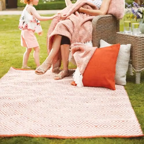 HUG RUG Woven Diamond Rust Orange Rectangular Boho Rug, W: 120 cm, L: 170 cm – 3