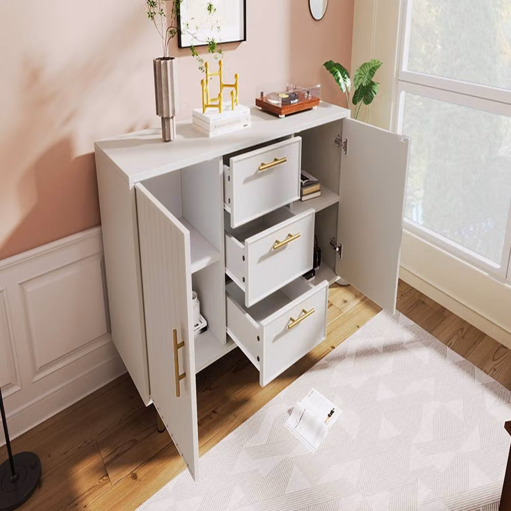 Rolipo Modern White and Gold Sideboard Chest of Drawers – 3