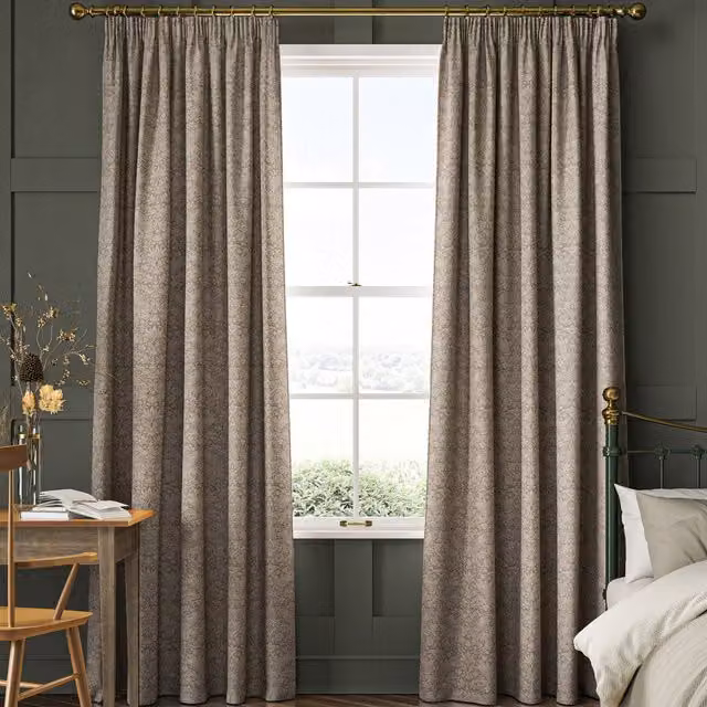 William Morris At Home Strawberry Thief Woven Made to Measure Blackout Curtain in Limestone