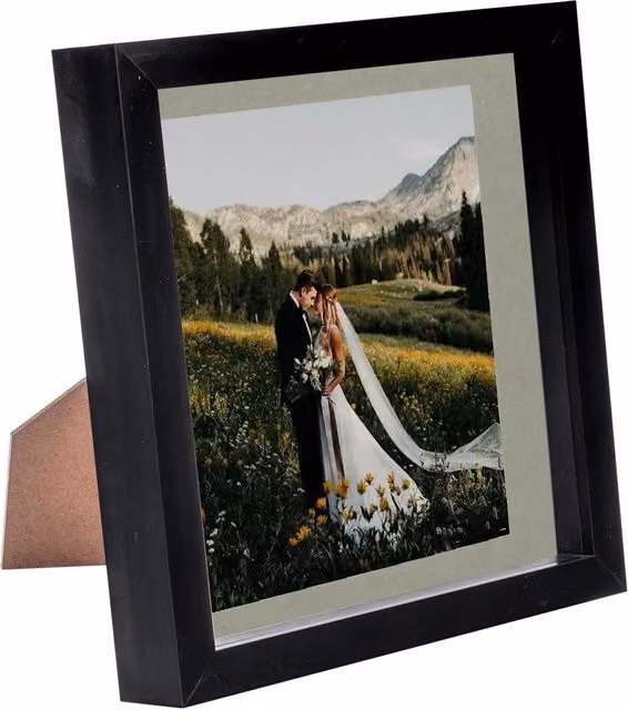 Nicola Spring 3D Box Photo Frame, Black/Grey, W/H: 20.32 x 20.32 cm with 15.24 x 15.24 cm Mount