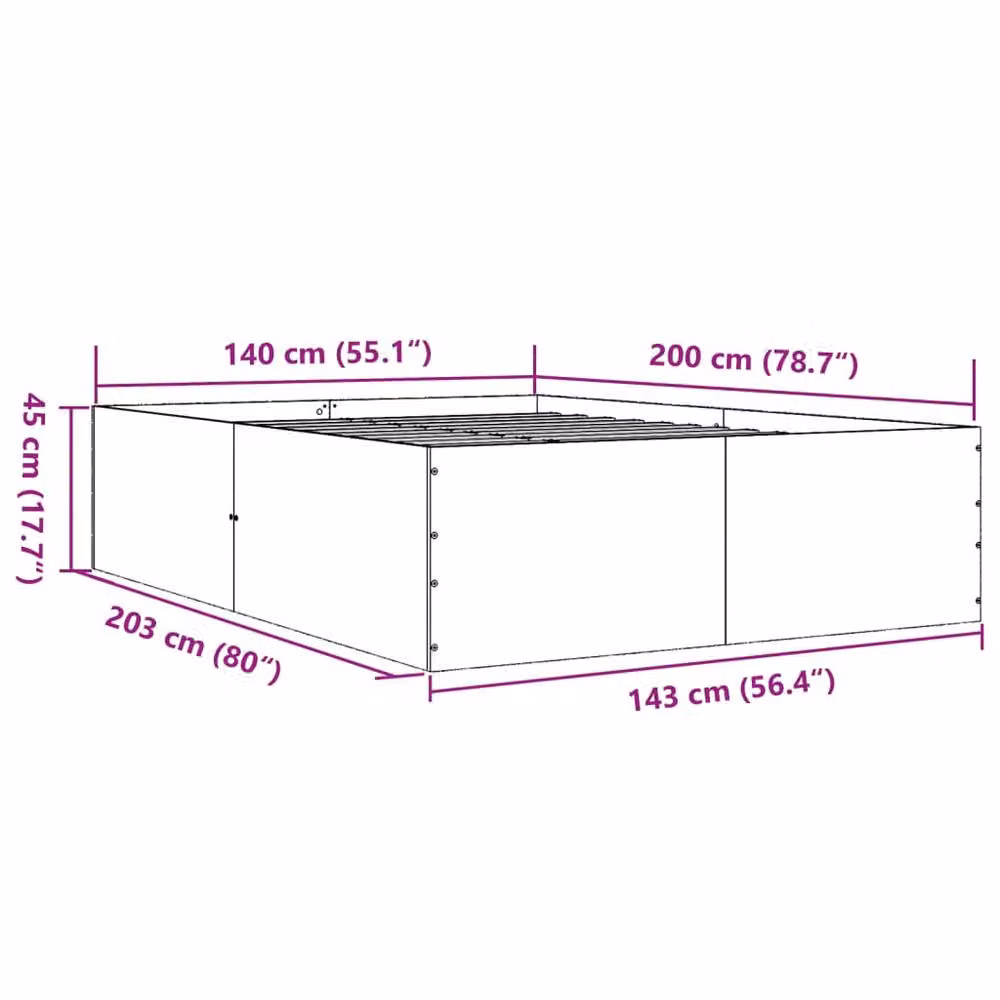 Berkfield Home Modern Bed Frame in Sonoma Oak and Beige with Drawers, W/D/H: 140 x 45 x 203 cm – 2