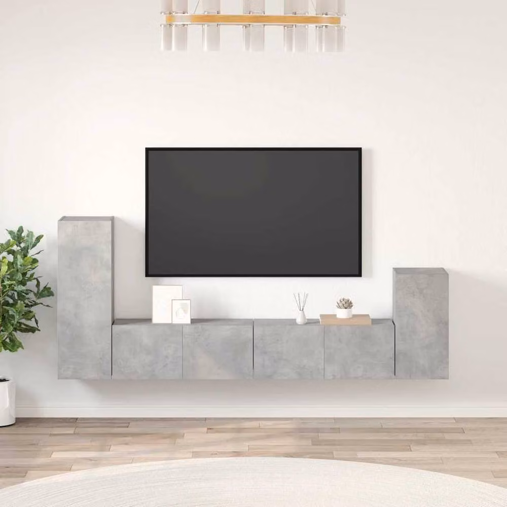 Berkfield Home 4 Piece Concrete Grey Engineered Wood TV Cabinet Set – 2