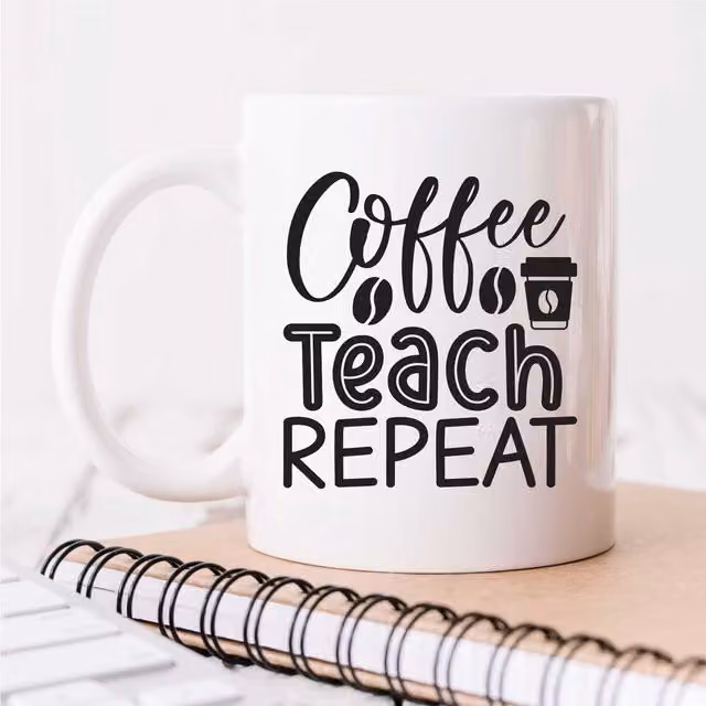 60 SECOND MAKEOVER Coffee Teach Repeat Ceramic Mug in White