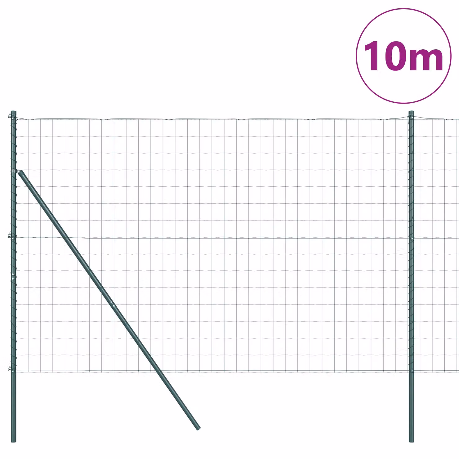 Berkfield Home Euro Fence with 7 Posts, Galvanised Steel, Green and Silver, W: 10 m, H: 1.6 m – 2