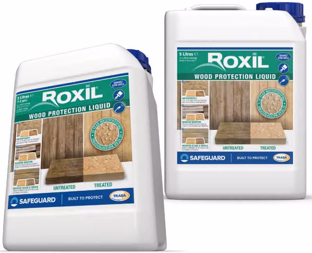 Roxil Water Based Wood Protection Liquid, White, 2 x 5 Litres