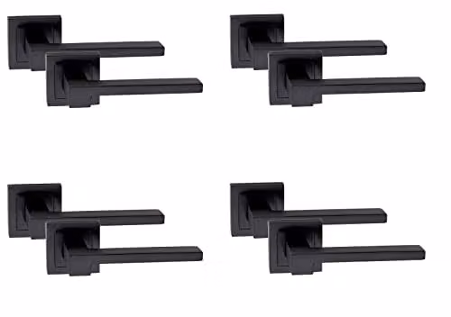 Golden Grace Rose Zeta Square Lever Latch Door Handles in Matt Black – 1