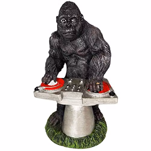 Gifts Direct 2 U DJ Pete Kong Novelty Gorilla Ornament in Black and Multicolour Plastic, Height: 27 cm – 1