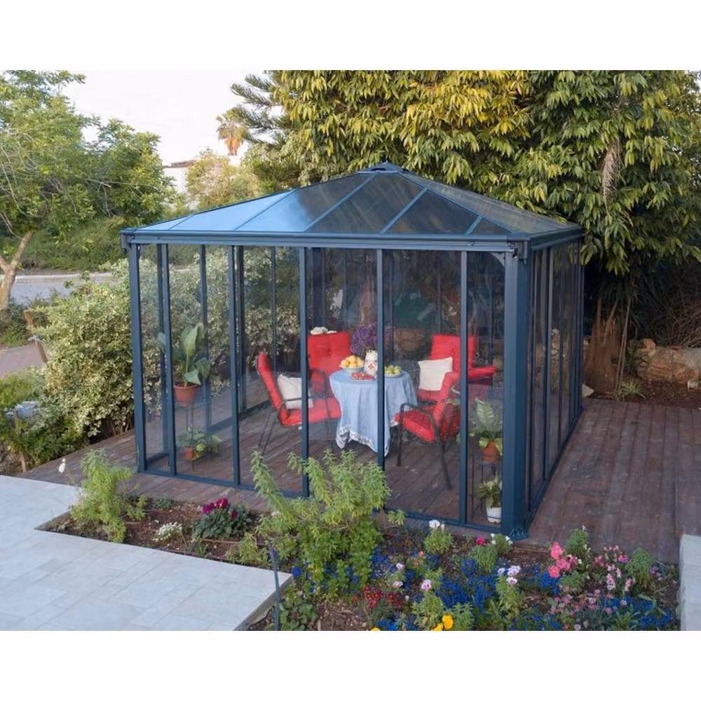 Palram Ledro 3000 Closed Grey Aluminium and Polycarbonate Hip Roof Gazebo, W: 295 cm, D: 295 cm, H: 276 cm – 2