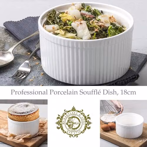 WM Bartleet & Sons 1750 T178 Traditional Porcelain Professional Soufflé Dish, 1.6 l, White – 4