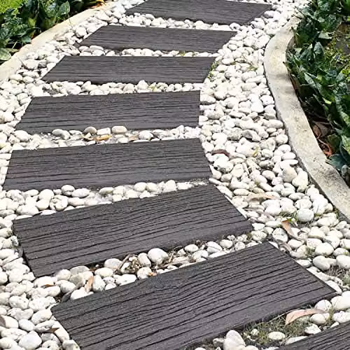 Garden Gear Grey Stone Effect Rubber Railway Road Stepping Sleepers, Pack of 12 – 2