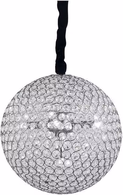 Netlighting PLANET 5 Light Spherical Pendant Ceiling Light in Grey and Chrome with Crystals, Diameter: 35 cm