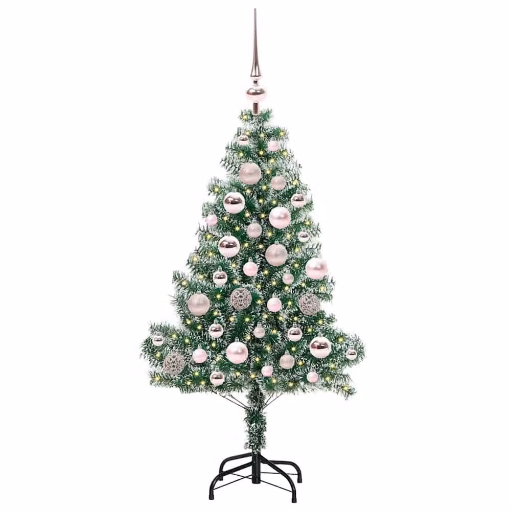 Berkfield Home Snow Flocked Artificial Christmas Tree with LED Lights, Green, Height: 120 cm – 3