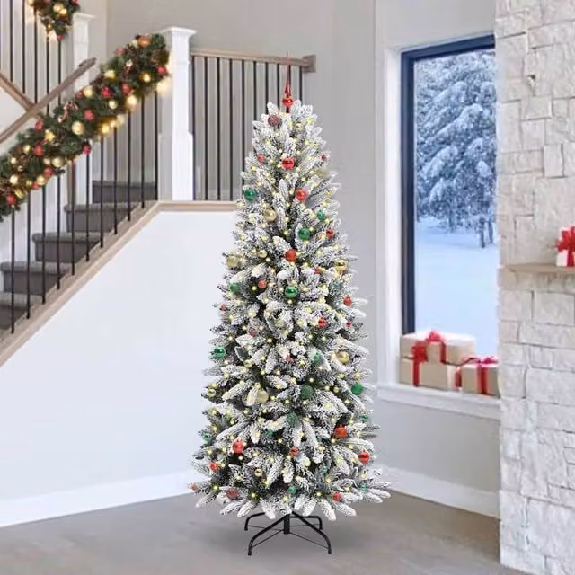 Berkfield Home Artificial Christmas Tree with 300 White LEDs, W/D/H: 93 x 93 x 240 cm – 1