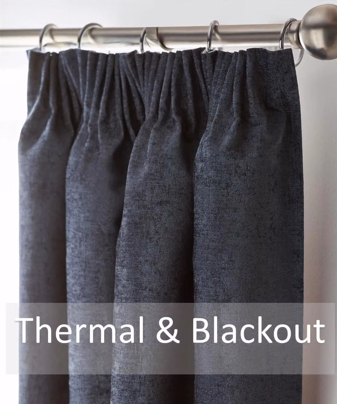 Luxury Living Charcoal Chenille Blackout Pencil Pleat Top Curtains, Width: 117 cm, Drop: 137 cm – 2