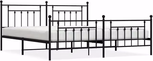 Berkfield Home Metal Bed Frame with Headboard and Footboard in Black W/D/H: 193 x 203 cm – 1
