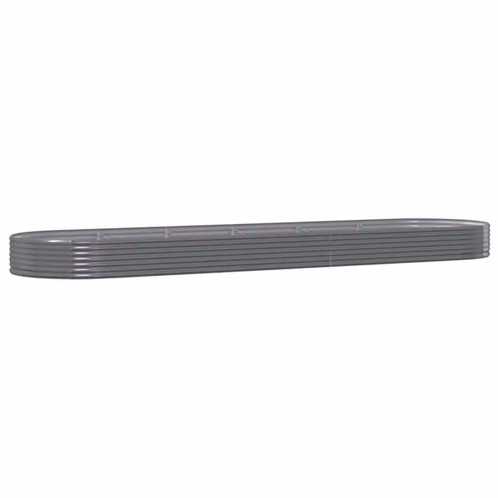 Berkfield Home Garden Powder-coated Steel Raised Bed in Grey, W: 523 cm, D: 140 cm, H: 36 cm – 2