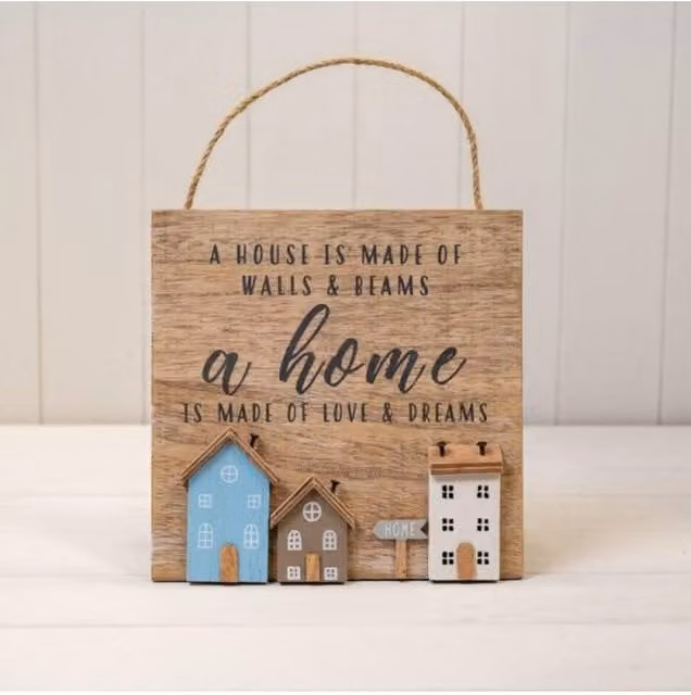 KDMD Rustic Brown Wooden Square Tabletop Home Sign