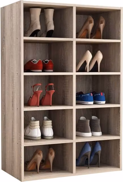 VCM Hinsol M Freestanding Shoe Rack in Natural Sand and Brown, W/D/H: 84 x 30 x 55 cm – 1