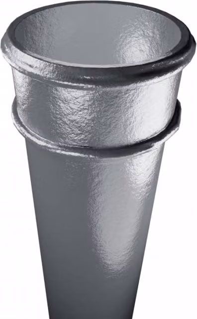 Hargreaves Premier Cast Iron Round Non-Eared Downpipe with Socket, Grey, Diameter: 150 mm, Length: 1829 mm