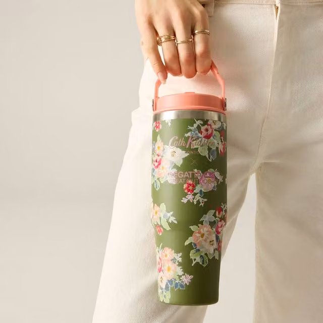 Regatta Cath Kidston Floral Stainless Steel Insulated Tumbler, Green, 0.9 l