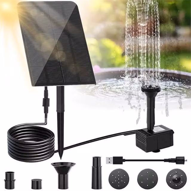 SPETLEK Solar Powered Garden Fountain with 7 Nozzles in Black, W/D/H: 100 x 15 x 15 cm – 1