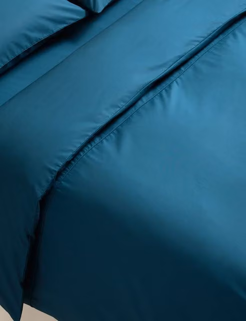 M&S Petrol Blue Egyptian Cotton 230 Thread Count Percale Duvet Cover
