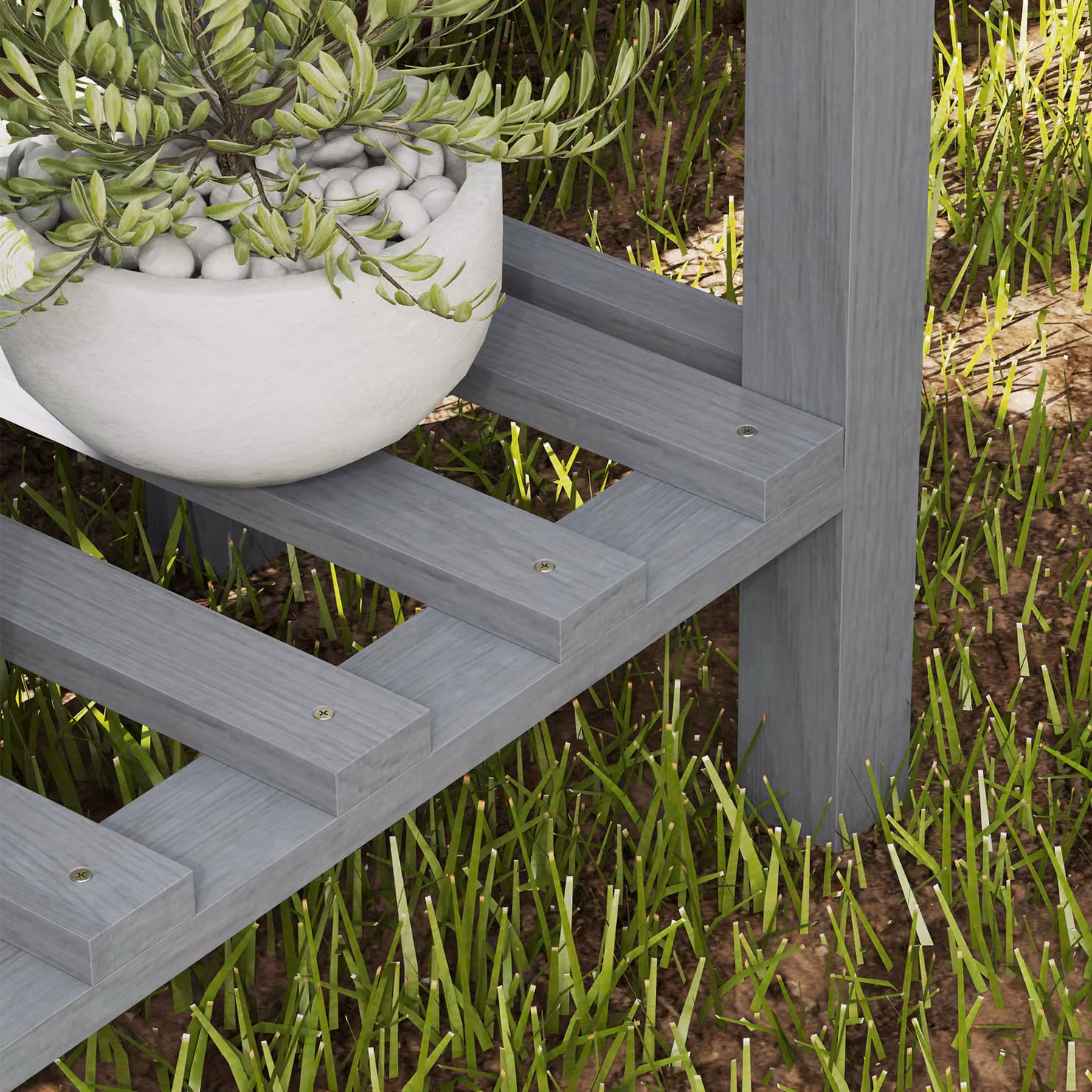 Outsunny Two-Tier Wooden Raised Planter in Grey – 7