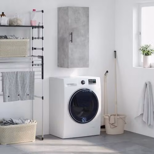 vidaXL Wall Mounted Cabinet in Grey with Hinged Doors and Internal Shelves, W/D/H: 34.5 x 34 x 90 cm – 2