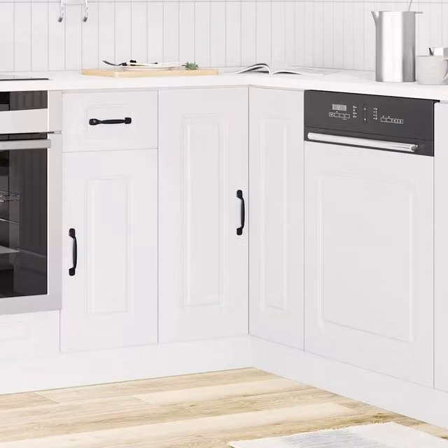 Berkfield Home Kalmar White Kitchen Corner Base Cabinet in Matt Engineered Wood