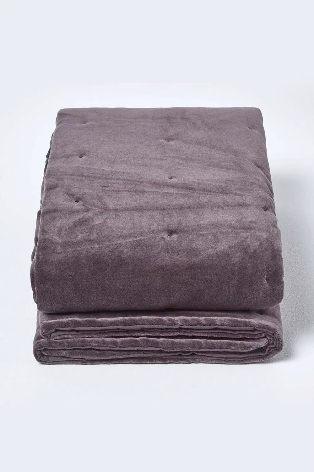 Homescapes Velvet Quilted Cotton Throw in Grey, W: 125 cm, D: 150 cm – 2
