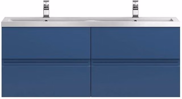 Balterley Mavesyn Wall Hung 4 Drawer Bathroom Vanity Unit with Basin, Blue, W: 120 cm, D: 54.61 cm, H: 54 cm – 1