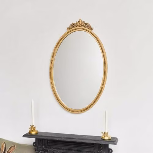 Melody Maison Antique Gold Oval Wall Mirror W: 80 cm, H: 50 cm