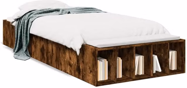 Berkfield Home Smoked Oak Bed Frame in Brown, W/D/H: 100 x 200 cm