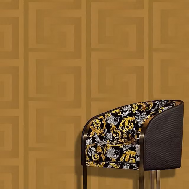 Versace Geometric Abstract Vinyl Wallpaper in Gold and Yellow