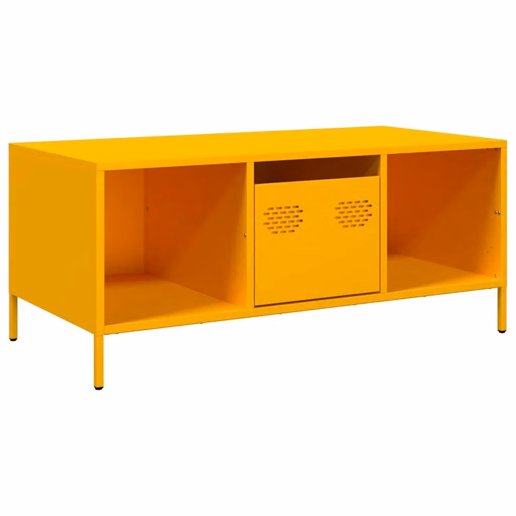 Berkfield Home Industrial Metal Coffee Table, Mustard Yellow, W: 101.5 cm, D: 50 cm, H: 43.5 cm – 2