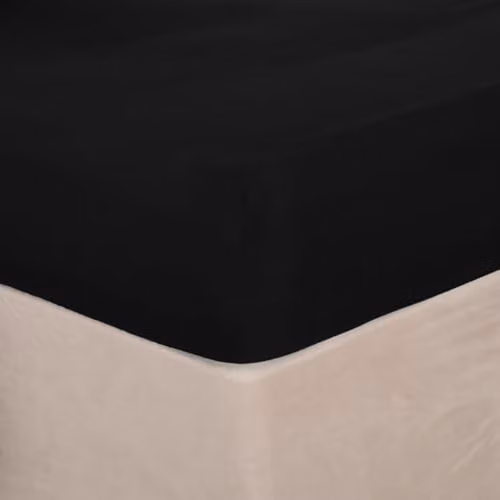 Brentfords Black Microfibre Fitted Single Bed Sheet, W/D/H: 91 x 190 x 25 cm
