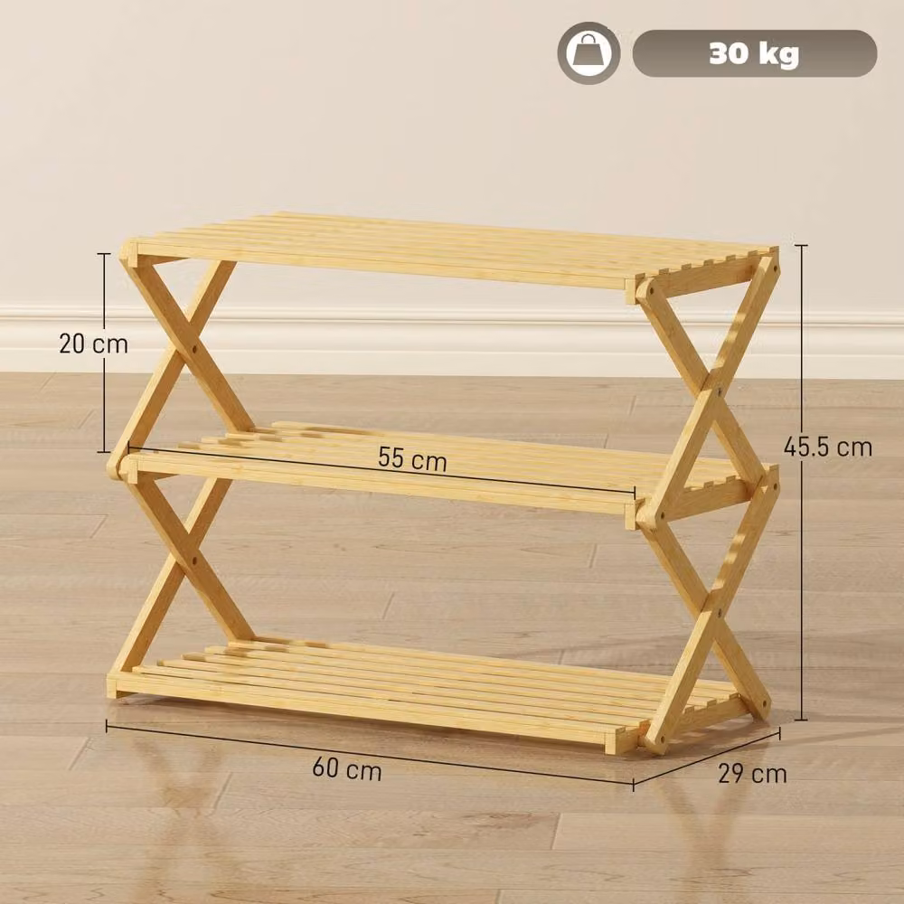 Wyld Haus Palu 3 Tier Folding Bamboo Shoe Rack in Natural Sand – 3